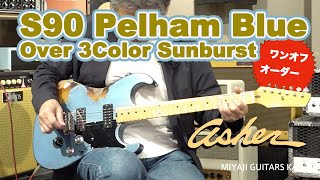 Video thumbnail for Asher Guitar S90 Pelham Blue Over 3Color Sunburst #1339 by 宮地楽器 Miyaji Guitars Kanda