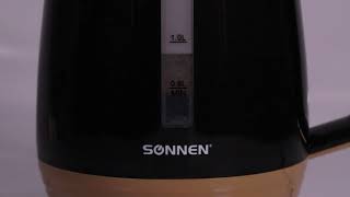 Чайник SONNEN KT-1776, 1,7 л, 2200 Вт, закрытый нагревательный элемент, пластик, черный/<wbr/>горчичный, 453418