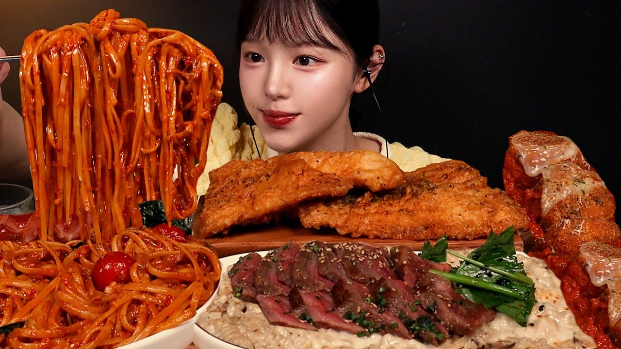 SUB)먹고싶은 거 다 먹는 돼지파티 양식편! 파스타 스테이크 크림 리조또 피쉬앤칩스까지 꿀조합 Pasta & Stea