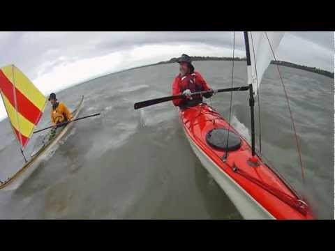Sea kayak sailing with Stevatron