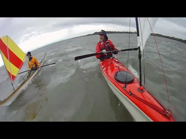 Sea kayak sailing with Stevatron