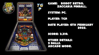 Robot Retro - Zaccaria Pinball - Arcade mode, 5 balls - 3,310 points.