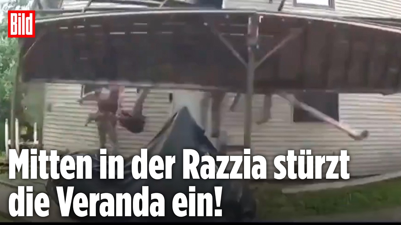 USA: Schockmoment bei der Festnahme – Polizisten stürzen in die Tiefe!
