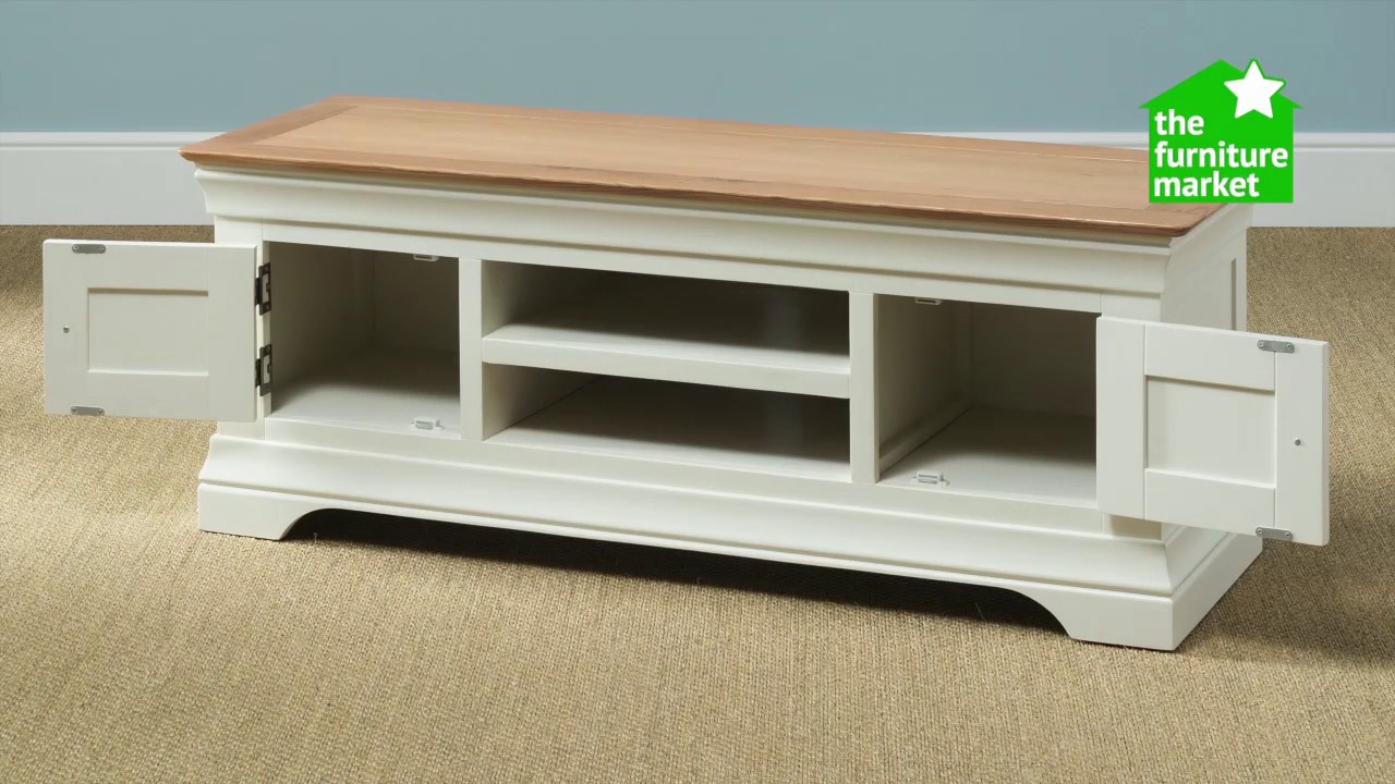 Country Cream Painted Oak Large Widescreen TV Cabinet