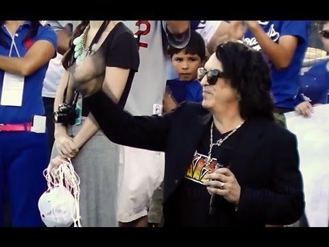 Paul Stanley of KISS Sings National Anthem at Dodger Stadium 8-25-13