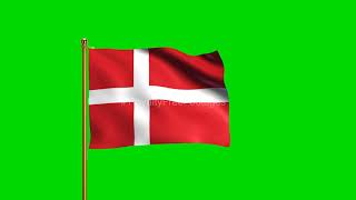 Denmark National Flag | World Countries Flag Series | Green Screen Flag | Royalty Free Footages