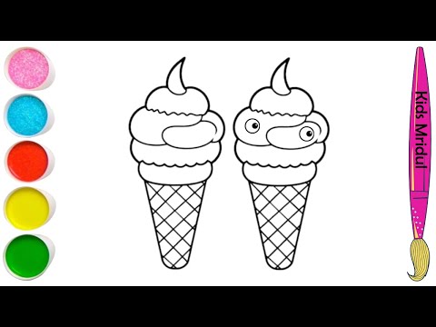How To Draw Cute Ice Cream Easy Drawing, Painting & Coloring For Kids and Toddlers_🌈🎨