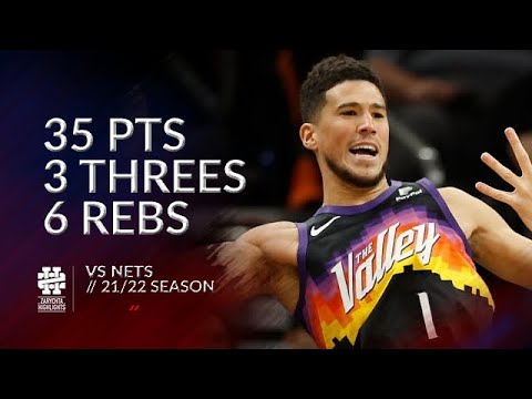 Devin Booker 35 pts 3 threes 6 rebs vs Nets 21/22 season