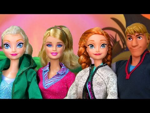 Frozen Viaje de Campamento Anna Elsa Barbie y Kristoff en Español Video