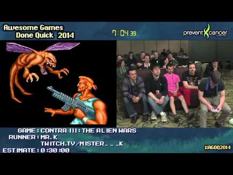 Contra III: The Alien Wars :: Live SPEED RUN (0:15:35) [SNES] by Mr K #AGDQ 2014
