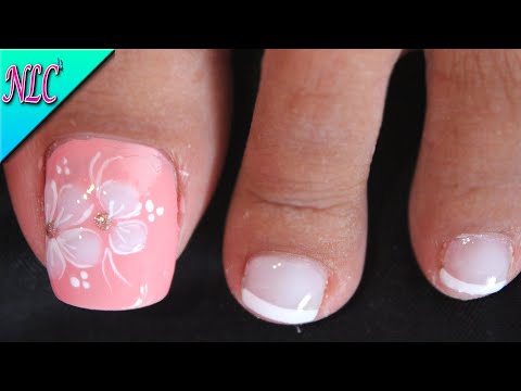 DISEÑO DE UÑAS PARA PIES FLORES Y FRANCÉS PARA PRINCIPIANTES – FLOWERS NAIL ART – FRENCH NAIL ART