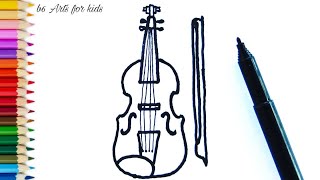 How to draw a Violin | Violin Easy Draw Tutorial
