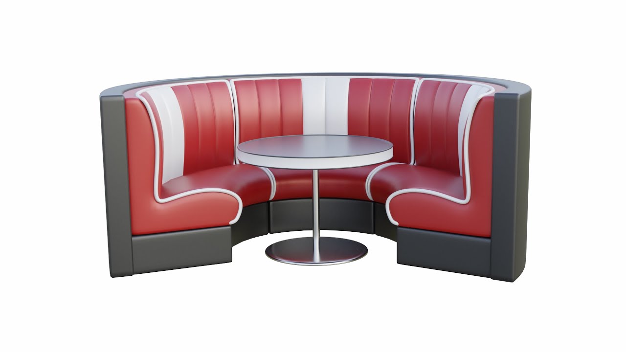 Retro Diner Circular Booth Set 3D Model