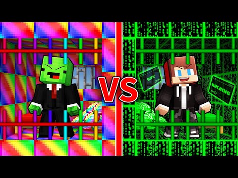 Mikey OP vs JJ Hacker Prison Survival Battle in Minecraft (Maizen)