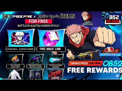 14 January FREE Rewards 🎁 | Jujutsu Kaisen Collab Event |😱| FF NEW EVENT Today | FREE FIRE NEW EVENT