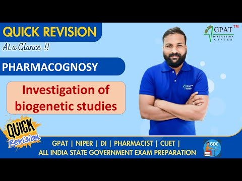 INVESTIGATION OF BIOGENETIC STUDIES| L- 1 | General introduction- PHARMACOGNOSY  | In English ||