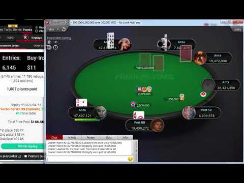 Replay |"uRaiseMeiRaiseU" Final table PokerStars Turbo Series 99 $11+R NLHE Splash $125K Apr 18 2020