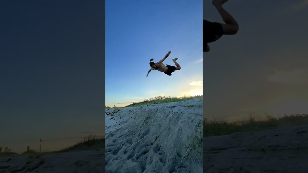 Full video at @freeman.thecreator in few days🥷#acrobatics #tricking #miami #florida #beach #ocean