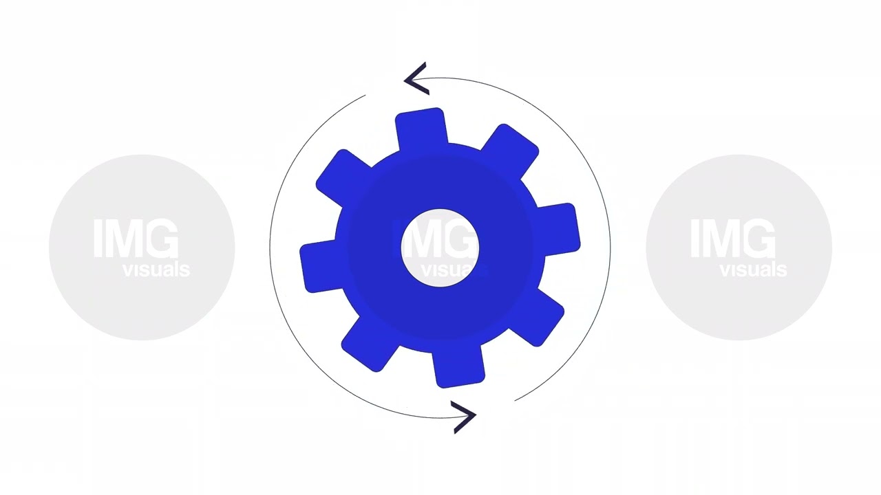 Cog flowing process rotation 2D object animation