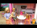 Barbie and Ken at Barbie’s Dream House Story with Barbie Sister and Baby: Messy House Big Cleaning