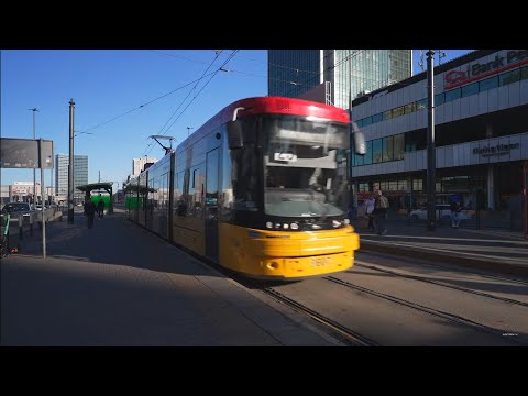 Poland, Warsaw, tram 25 ride from Dw. Centralny to Pl. Zawiszy