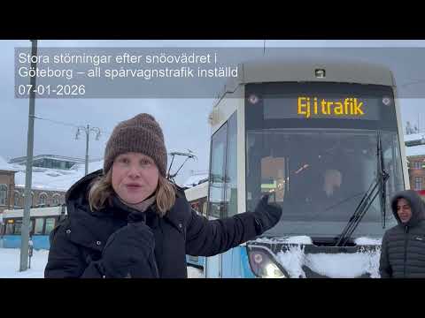 Stora störningar efter snöovädret i Göteborg – all spårvagnstrafik inställd