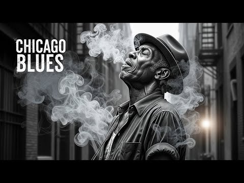 Vintage Chicago blues humming from dusty taverns with warm tube amps glowing in amber light under