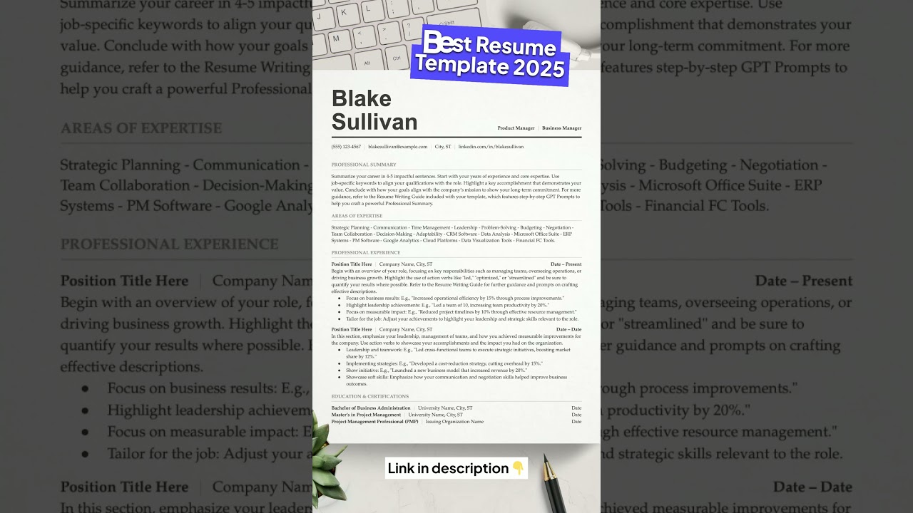 Best resume template 2025 for any job!  #atsfriendly #resumetemplate #cv
