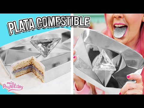 PASTEL CON LÁMINAS DE PLATA COMESTIBLE | BOTÓN DE DIAMANTE 10M | MIS PASTELITOS