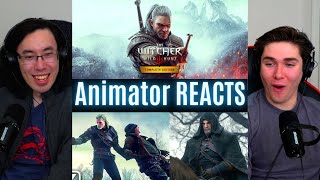 REACTING to *The Witcher 3: Wild Hunt* KILLING MONSTERS CINEMATIC (Animator Reacts) Gaming