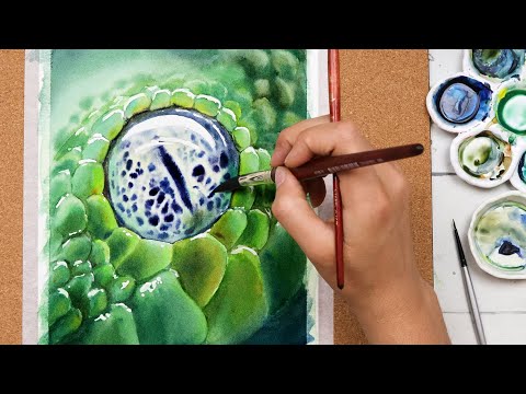 Come dipingere MATERIALI LUCIDI e RIFLETTENTI con l’acquerello | Occhio di rettile