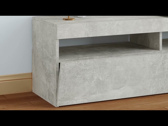 Video Teaser für 804377 vidaXL TV Cabinet with LED Lights Concrete Grey 120x35x40 cm