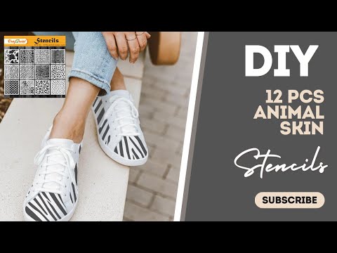 CrafTreat 12Pcs Animal Skin Print Stencil - Reusable Snake Leopard and Zebra skin Stencil 6X6 Inches