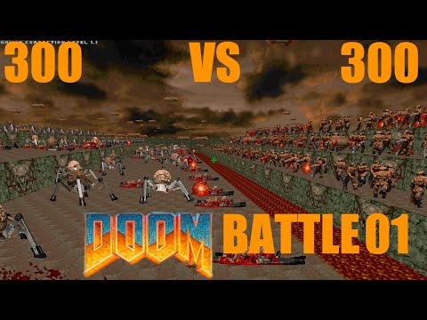 300 Cyberdemons vs 300 Spider Misterminds - Epic Fight - DOOM Classic Monster Infighting