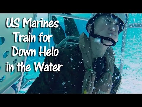 United States Marines Train for Down Helicopter in Water