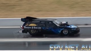 GREENTREE & SONS BLOWN V8 HEARSE THE UNDERTAKER TESTING AT SYDNEY DRAGWAY 29.9.2012