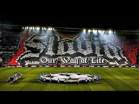 Slavia Praha Fans tifo at home 🇨🇿  against Ath. Bilbao🇪🇸,25.11.2025,"Slavia our way of life"