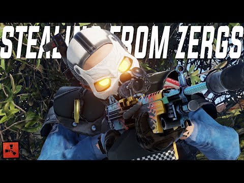 Stealing LOOT from ZERGS in RUST, But then they Came to RAID us...