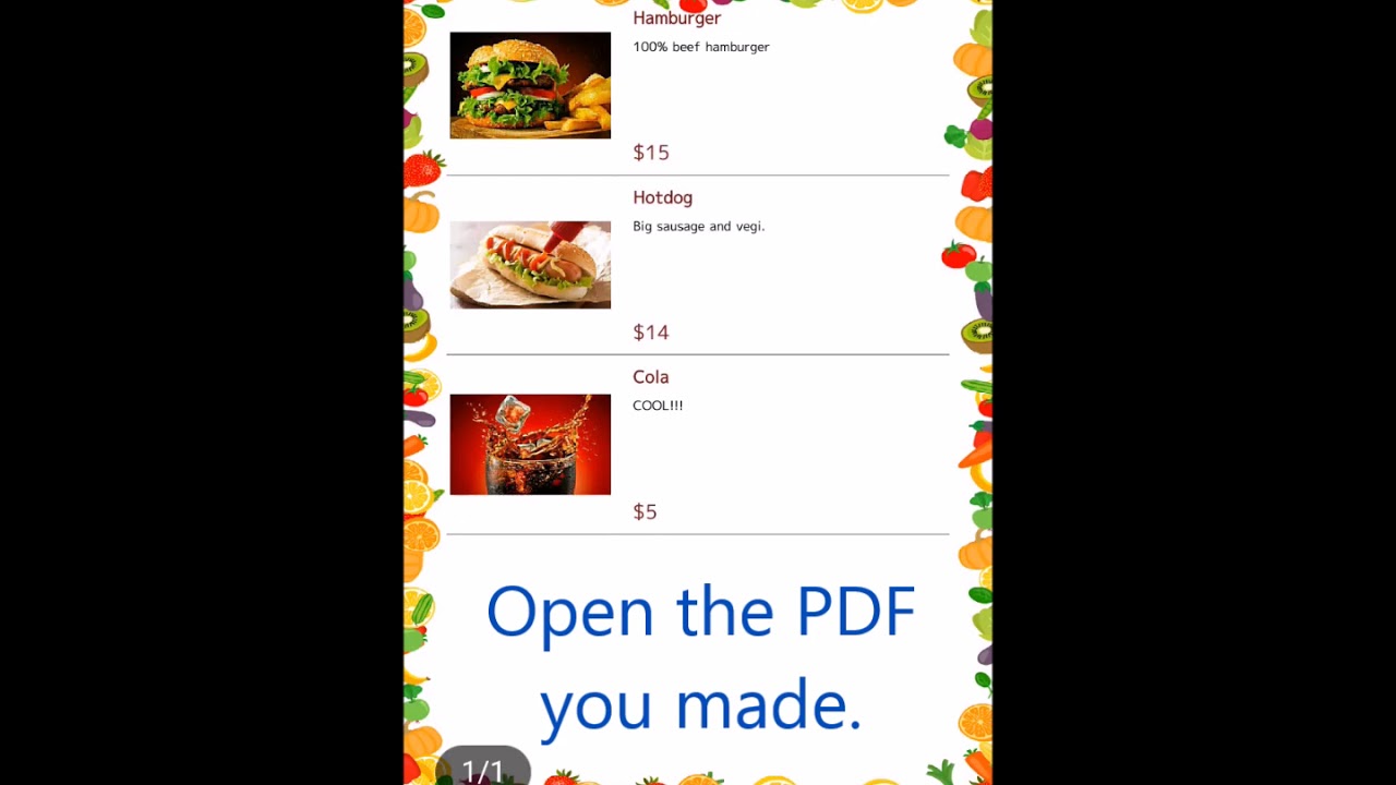 2 view PDF and menu list / Menu Creator / Make your menu