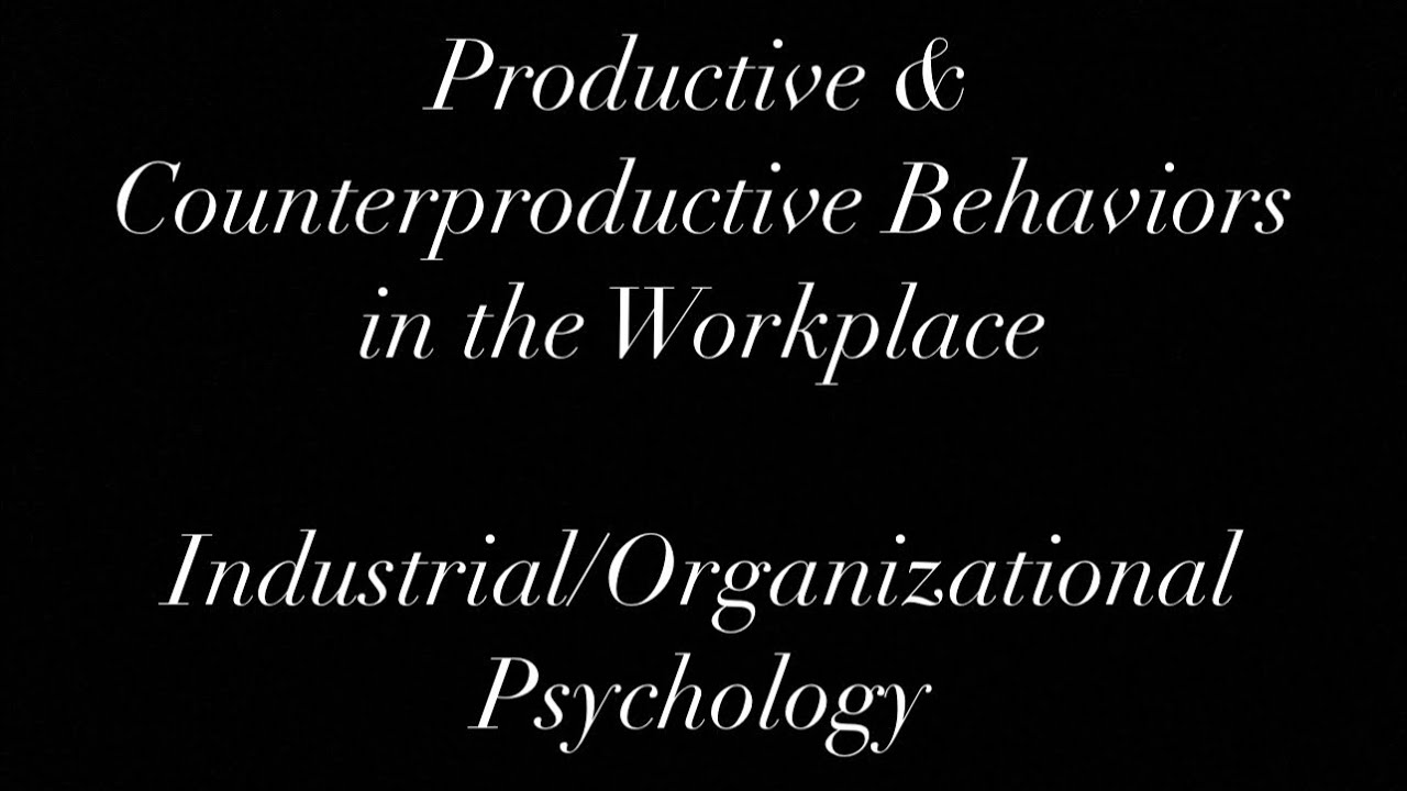 Productive & Counterproductive Behaviors in the Workplace Assignment