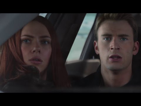 Natasha Romanioff saves Steve Rogers and Sam Wilson from being shot by the Winter Soldier