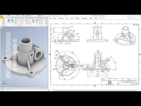 Autodesk Inventor 2023 Tutorial E01 - 3D Modeling Practice #1+ Music background