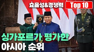 싱가포르에서 평가한 효율성과 경쟁력 있는 아시아 국가 순위 Top 10