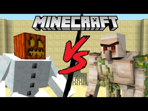 Minecraft Iron Golem VS Mutant Snow Golem (Minecraft Mob Battle)