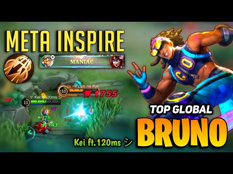 MANIAC! Goldlane Bruno New Meta Inspire [ Top Global Bruno Best Build ] By Kei ft.120ms シ - MLBB