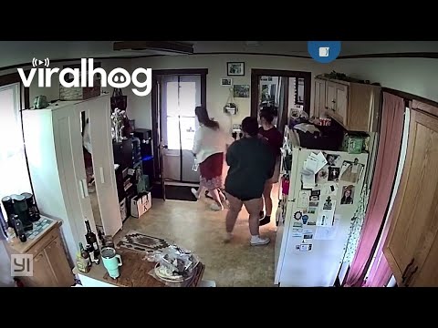 Raccoon Chases Girl Through House || ViralHog