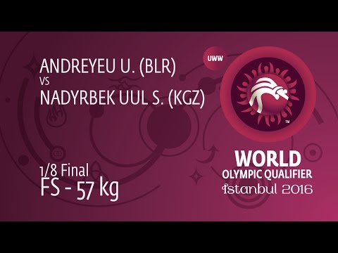 1/8 FS - 57 kg: S. NADYRBEK UUL (KGZ) df. U. ANDREYEU (BLR), 7-2