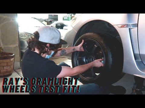 Test fitting Ray's Gramlights 57dr on his Subaru STI!