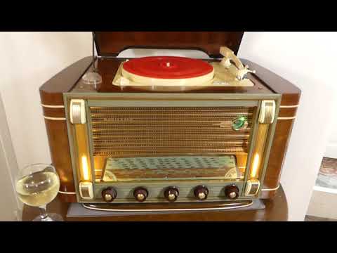 Record Player w/Bluetooth, radio and Aux inputs. 100watts! Art Deco! 1953