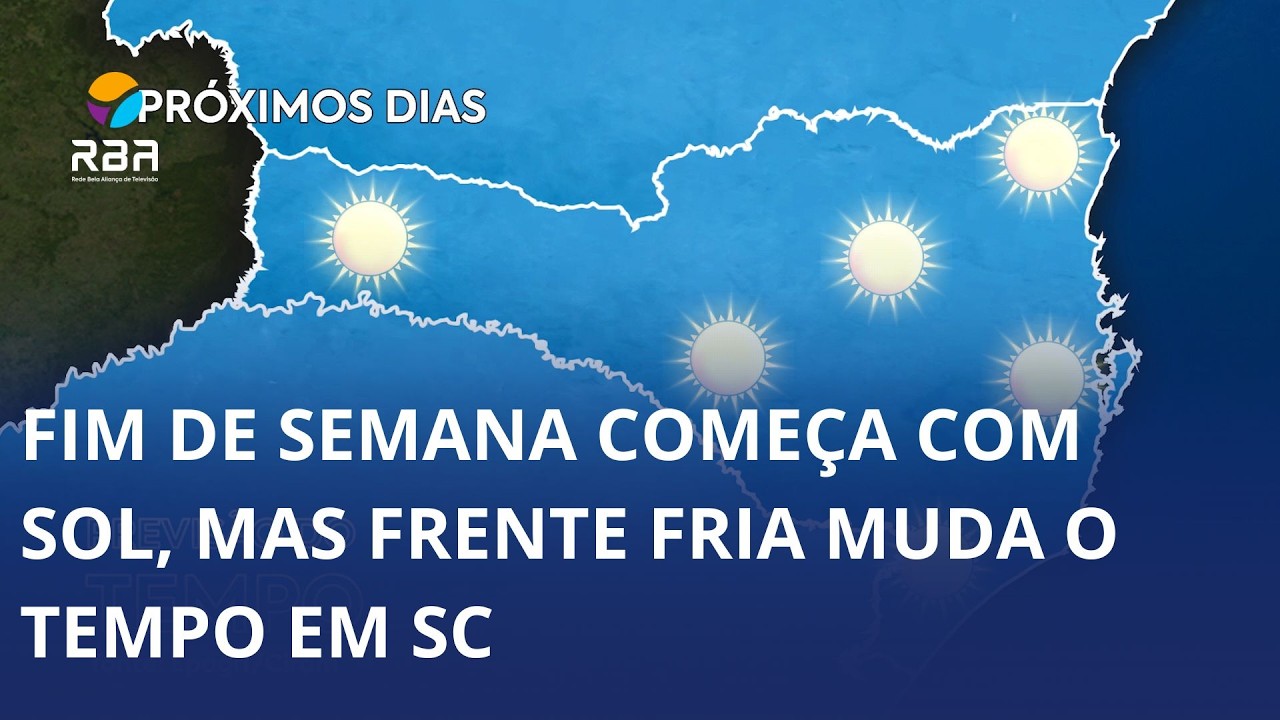 Fim de semana começa com sol, mas frente fria muda o tempo em SC